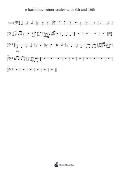e harmonic minor scales with 8th and 16th Sheet Music by 6velvety -Arr.Surdred
