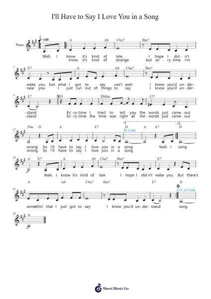 I'll Have to Say I Love You in a Song Sheet Music by Jim Croce-Arr.Hewgy Fowearl