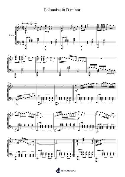 Polonaise in D Minor Sheet Music by Vioo'neil-Arr.Zarol Hayleste