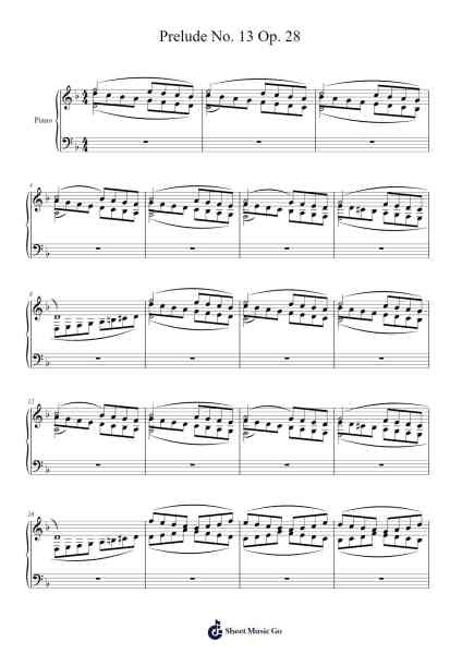 Prelude No. 13 in F-sharp Major, Op. 28 Sheet Music by ...etc...-Arr.Pubey