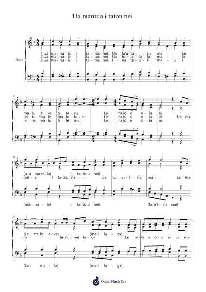 Ua manuia i tatou nei Sheet Music by Prittfay-Arr.Rydiah