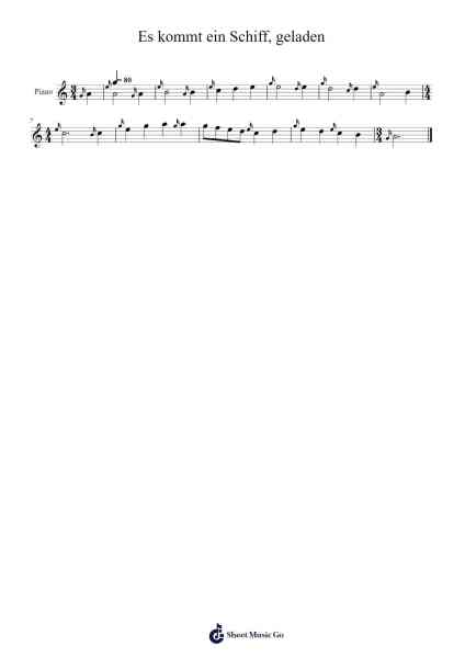 Es kommt ein Schiff, geladen Sheet Music by Jonas Böttcher-Arr.Dannah Motfitch
