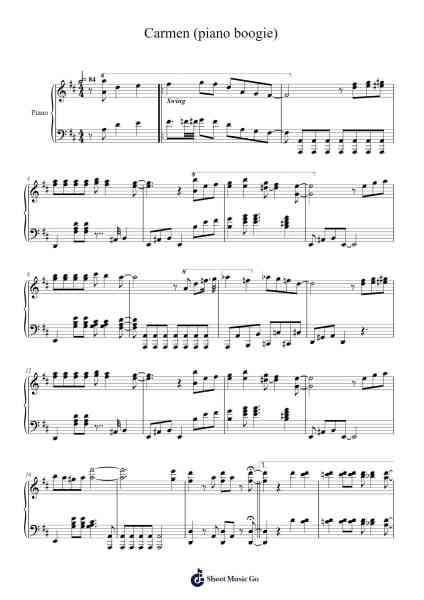 Carmen (piano boogie) Sheet Music by Jan August-Arr.Leifres
