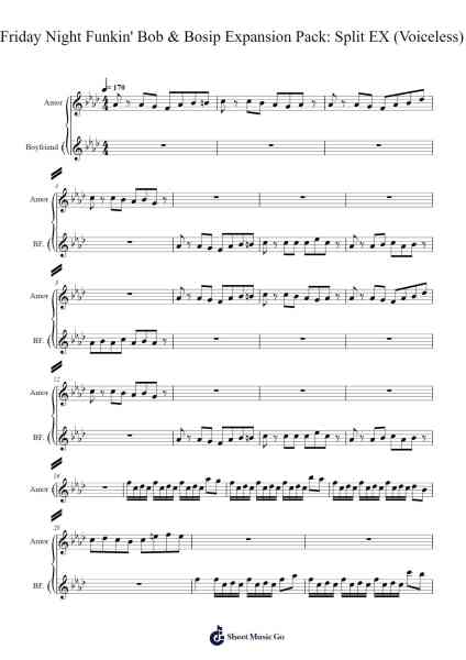 Friday Night Funkin' Bob & Bosip Expansion Pack: Split EX (Voiceless) Sheet Music by tylanjordan00-Arr.Kathtta