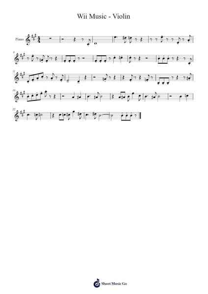 Wii Music - Violin Sheet Music by -Arr.Wildmore Fitchfinn