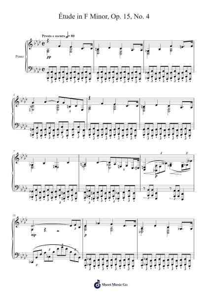 Étude in F Minor, Op. 15, No. 4 Sheet Music by Matthew Wong-Arr.Popgram Migcky