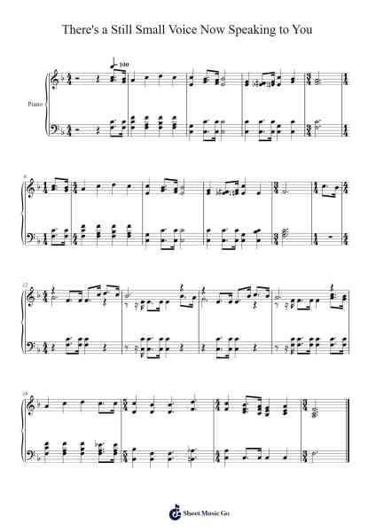 There's a Still Small Voice Now Speaking to You Musica per pianoforte di Isaac Watts - Arr.Beckfey Earlnice