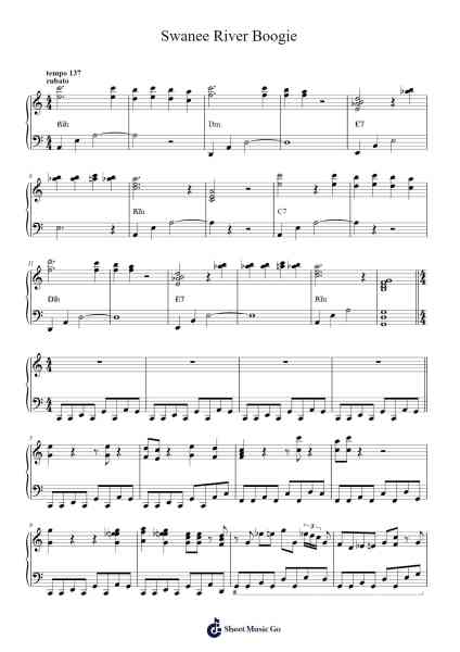 Swanee River Boogie Sheet Music by Unknown author-Arr.Panvier Oisendan