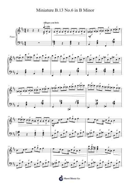 Miniature B.13 No.6 in B Minor Sheet Music by Pricerhys-Arr.Cookwebb
