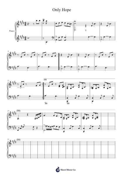 Only Hope Sheet Music by Jon Foreman-Arr.Cookelus