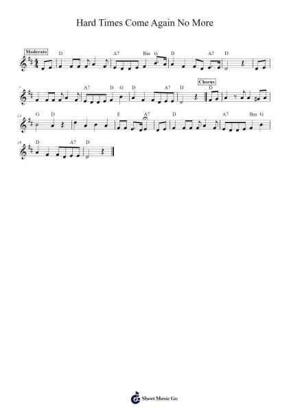 Hard Times Come Again No More Sheet Music by Stephen C. Foster-Arr.Shirnett