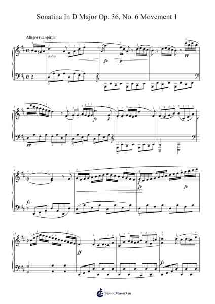 Sonatina in D Major, Op. 36, No. 6: I. Allegro Sheet Music by Muzio Clementi-Arr.Lornas Buckdick