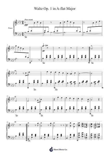 Waltz Op. 1 in A-flat Major Sheet Music by Jonlip Macphia-Arr.Hobbaird Birdsibyl