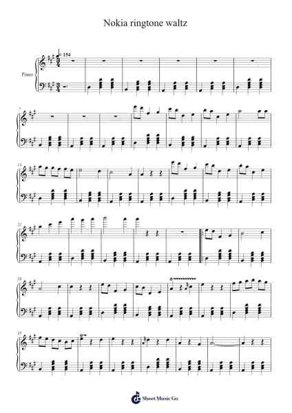 Nokia ringtone waltz Sheet Music by Piggy Music-Arr.Frebert