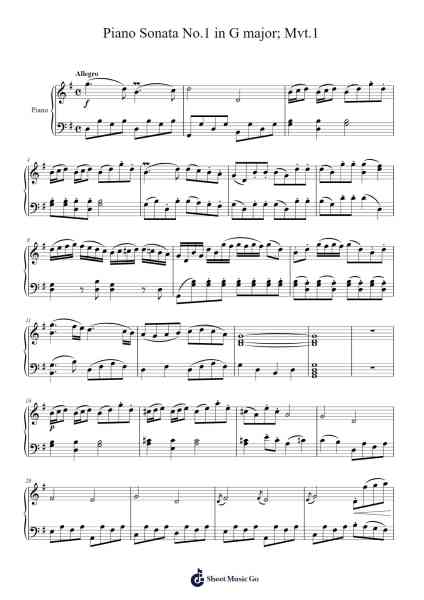 Piano Sonata No. 1 in G Major, Mvt. 1 Sheet Music by Vebvelt Willjoel-Arr.Hartclife Joudrea