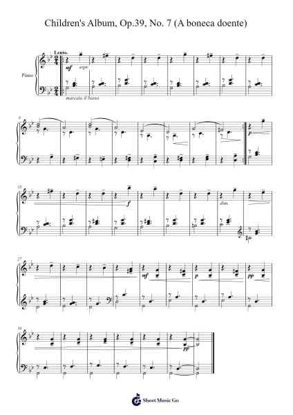 Children's Album, Op.39, No. 7 "The Sick Doll" Sheet Music by Pyotr Ilyich Tchaikovsky-Arr.Rocius