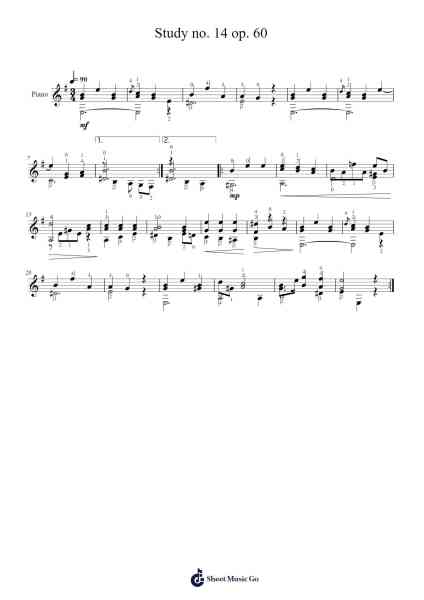 Study No. 14 in C Major, Op. 60 Sheet Music by Fernando Sor-Arr.Loborn Chadrie