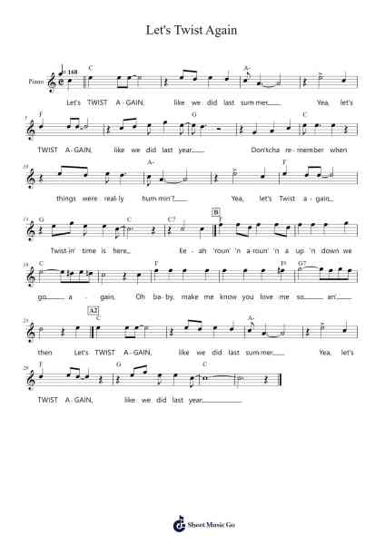 Let's Twist Again Sheet Music by phampatrick@hotmail.com-Arr.Louhal