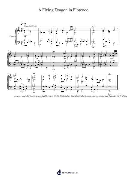 A Flying Dragon in Florence Sheet Music by Toursbur-Arr.Branbart