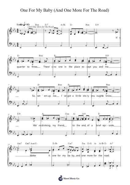 One For My Baby (And One More For The Road) Sheet Music by Tony Bennett-Arr.Peathew Odeshua