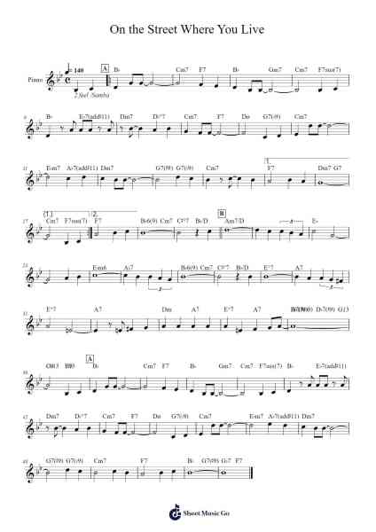 On the Street Where You Live Sheet Music by Lerner & Loewe-Arr.Kirkwen Meldell
