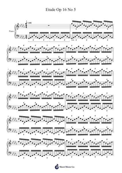 Etude Op. 16 No. 5 Sheet Music by Jonathan Offer-Arr.Swinfred Clarkdiah