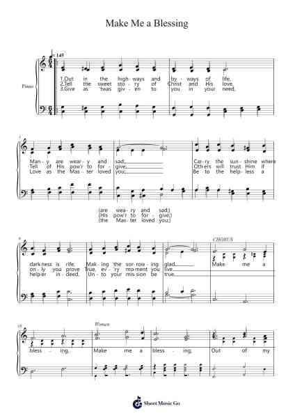 Make Me a Blessing Sheet Music by Misc Praise Songs-Arr.Housnid