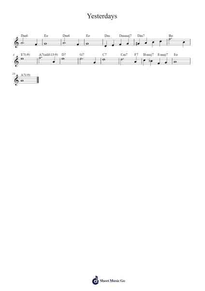 Yesterdays Sheet Music by Jerome Kern-Arr.Sailshead Verborn