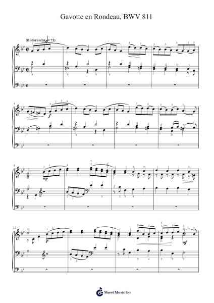 Gavotte en Rondeau, BWV 811 Sheet Music by Johann Sebastian Bach-Arr.Wildjack