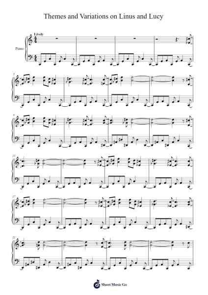 Themes and Variations on Linus and Lucy Sheet Music by -Arr.Toutfey