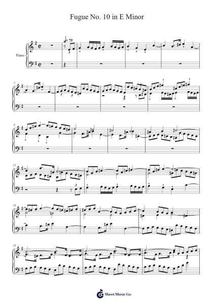 Fugue No. 10 in E Minor, BWV 879 Sheet Music by Johann Sebastian Bach-Arr.Copclife Hudvan