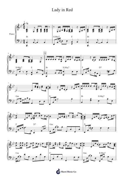 Lady in Red Sheet Music by Chris de Burgh-Arr.Narion