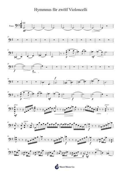 Hymmnus für zwölf Violoncelli Ноты для фортепиано от Julius Klengel-Arr.Triswolf Roochel