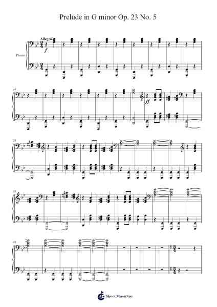 Prelude in G Minor, Op. 23, No. 5 Sheet Music by S. Durczak-Arr.Yvettenat Iveshall