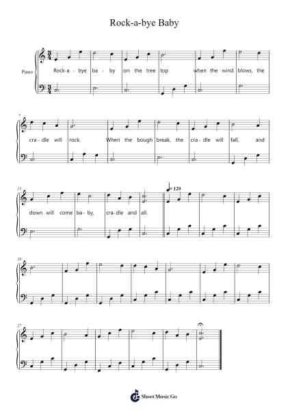 Rock-a-bye Baby 乐谱由 Mother Goose - 编曲 Bloorgrace Springa
