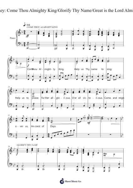 Medley: Come Thou Almighty King/Glorify Thy Name/Great is the Lord Almighty Sheet Music by Taylor Runyan-Arr.Sampcon Mevans