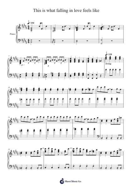 This is what falling in love feels like Sheet Music by -Arr.Bellzer Elrene