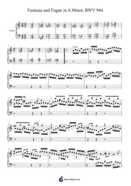 Fantasia and Fugue in A Minor, BWV 944 Sheet Music by Johann Sebastian Bach-Arr.Barlo Osford