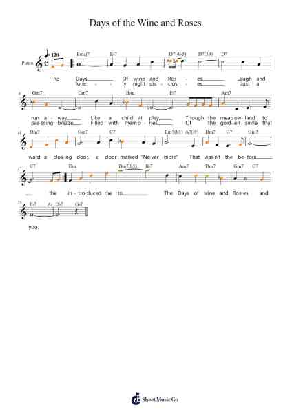 Days of the Wine and Roses 樂譜由 Henry Mancini - 編曲 Crailynn Rodlan