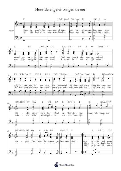 Hoor de engelen zingen de eer Sheet Music by -Arr.Golddon