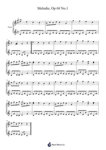 Melodie, Op 68 No.1 Sheet Music by Robert Schumann-Arr.Cashshop