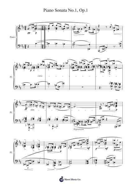 Piano Sonata No. 1, Op. 1 Sheet Music by Alban Berg-Arr.Cisgrey