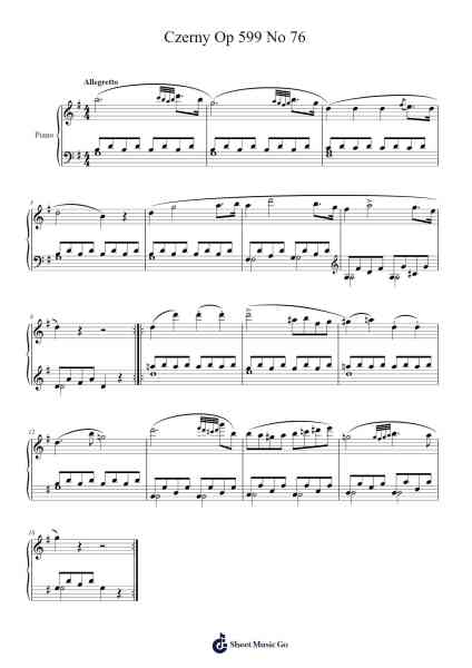 Czerny Op 599 No 76 Sheet Music by FG Gle Jirayu 101-Arr.Olch