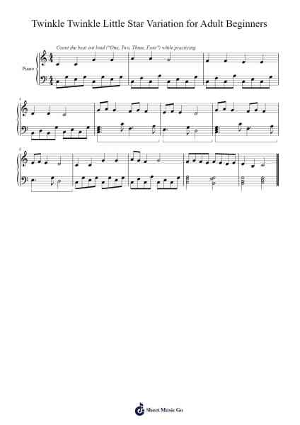 Twinkle Twinkle Little Star Variation for Adult Beginners Sheet Music by undefined-Arr.Reywood
