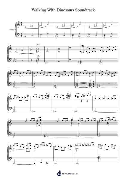 Walking With Dinosaurs Soundtrack Sheet Music by Benjamin Bartlett-Arr.Boycefax