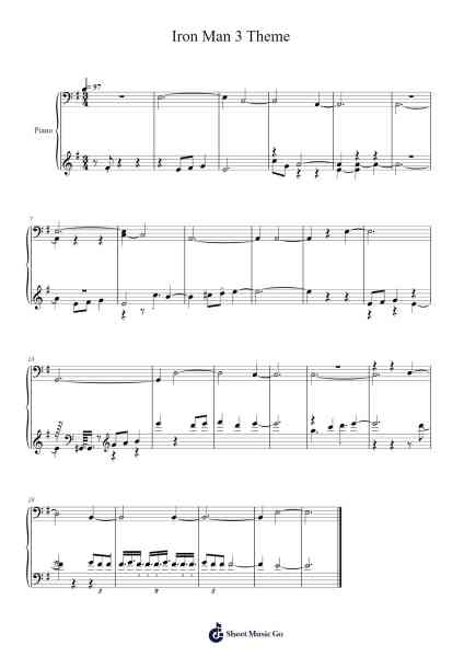 Iron Man 3 Theme Sheet Music by Brian Tyler-Arr.Wescan