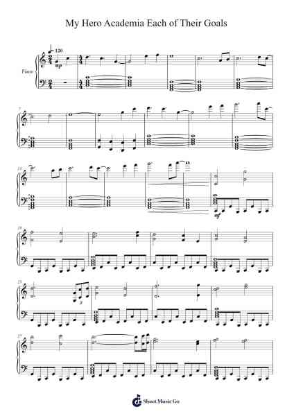 My Hero Academia: Each of Their Goals Sheet Music by Yuki Hayashi-Arr.Yecent