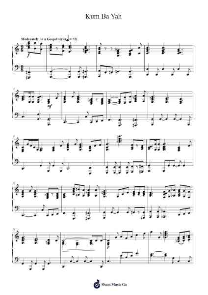 Kum Ba Yah - Traditional Sheet Music by African-American Spiritual-Arr.Fastjean