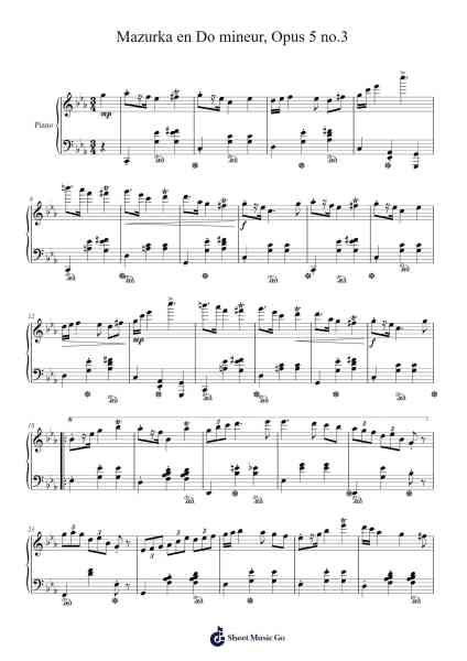 Mazurka in C Minor, Op. 5 No. 3 Sheet Music by Jonathan Rondeau-Arr.Asmie Panvien