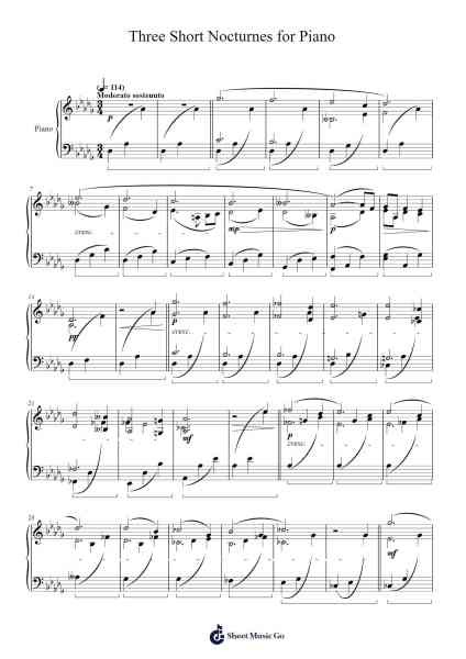 Three Short Nocturnes for Piano (I. Lullaby) Sheet Music by Michael Maroney-Arr.Wordcox Maxjack